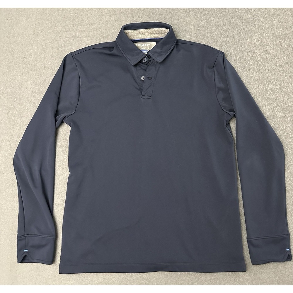 Twillory Athleisure Athlounger Long Sleeve Polo Shirt S Navy Polyester